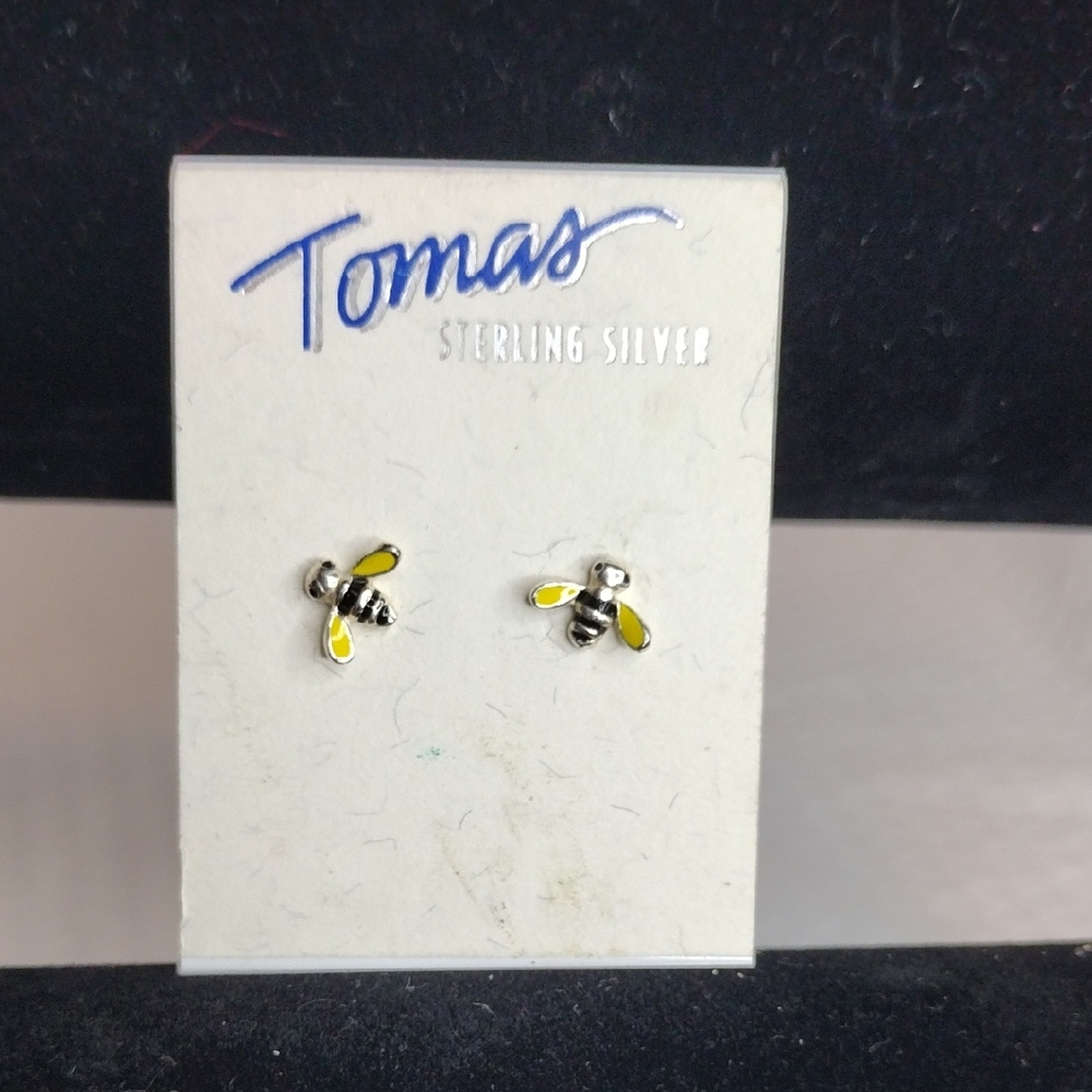 Tomas Sterling Silver Bee Earrings - Yellow and Black